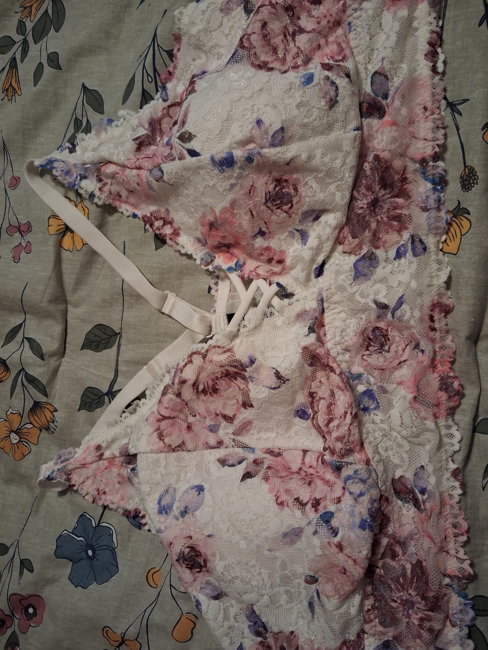 Torrid Floral Lace Bralette - Pink, Purple & Blue
